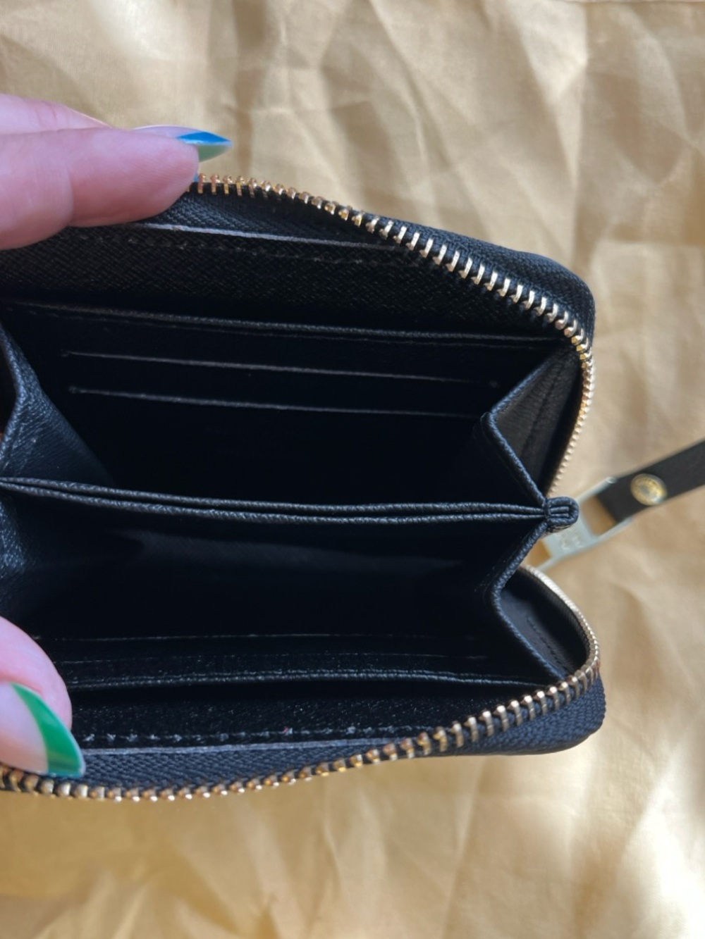 Designers Originals Black Embossed Monogram Zip Card Holder - Picture 3 of 4